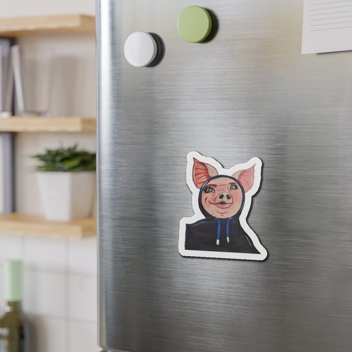 Hoodie Pig Die-Cut Magnets  Custom Shape, 5 Sizes, Vinyl Material for Outdoor Use, Flexible and Durable, Black Backing - Home Decor Refrigerator Magnets