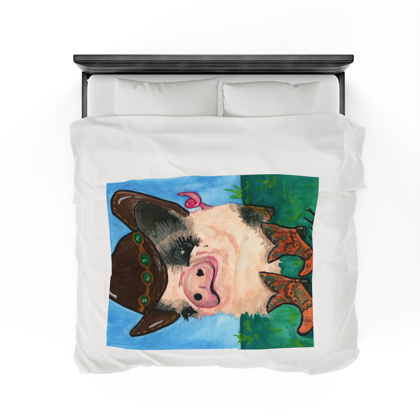 Cowboy Pig Velveteen Plush Blanket