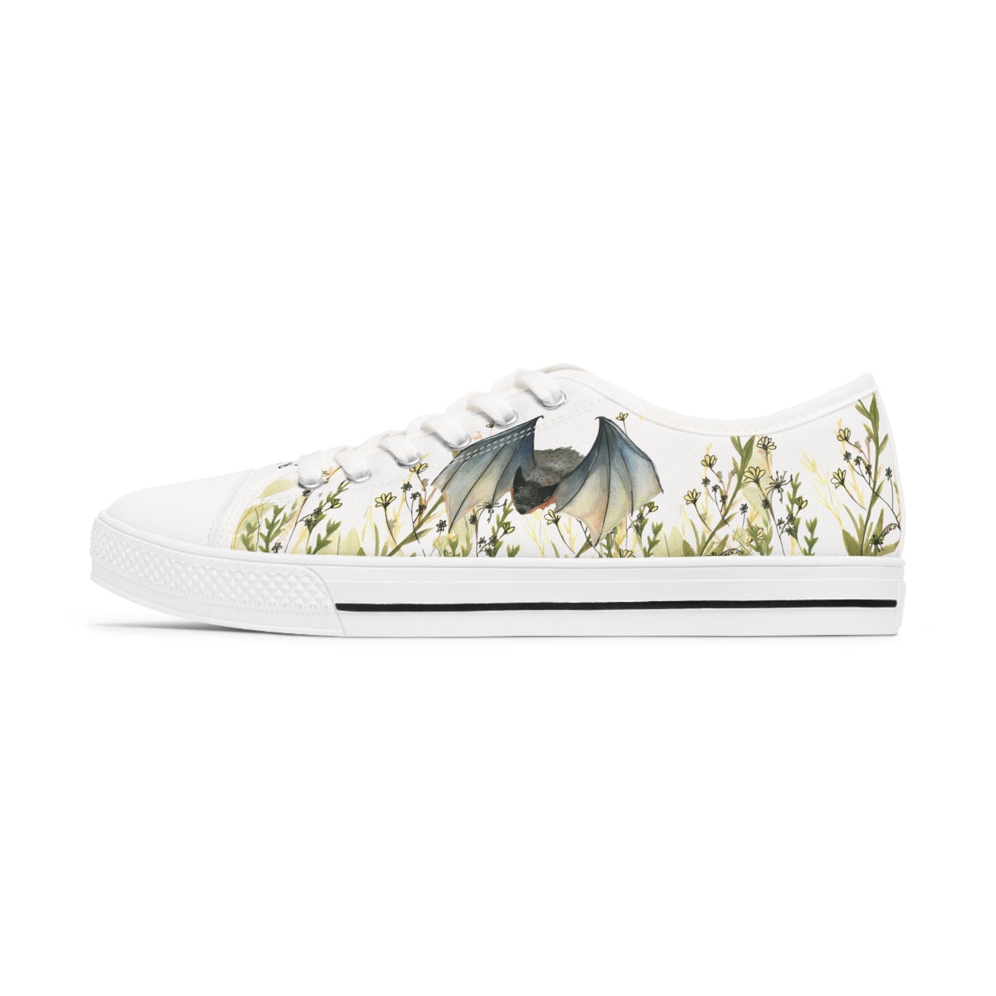 White Bat Printed Unisex Classic Low Top Sneaker Shoes