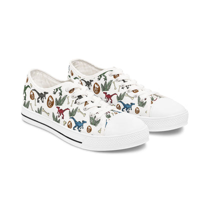 Dinosaur Pattern Women's Low Top Sneakers — Cute Retro Dino Print