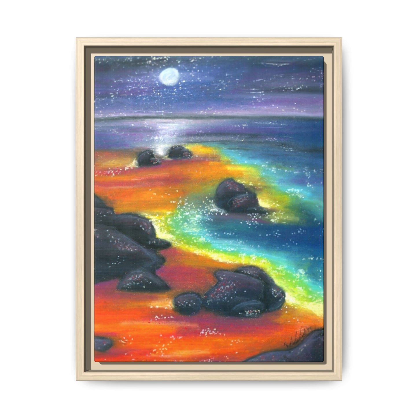 Beach at Night Frame Wall Art