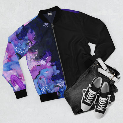 Galaxy Nebula Bomber Jacket - Purple Space Planet AOP