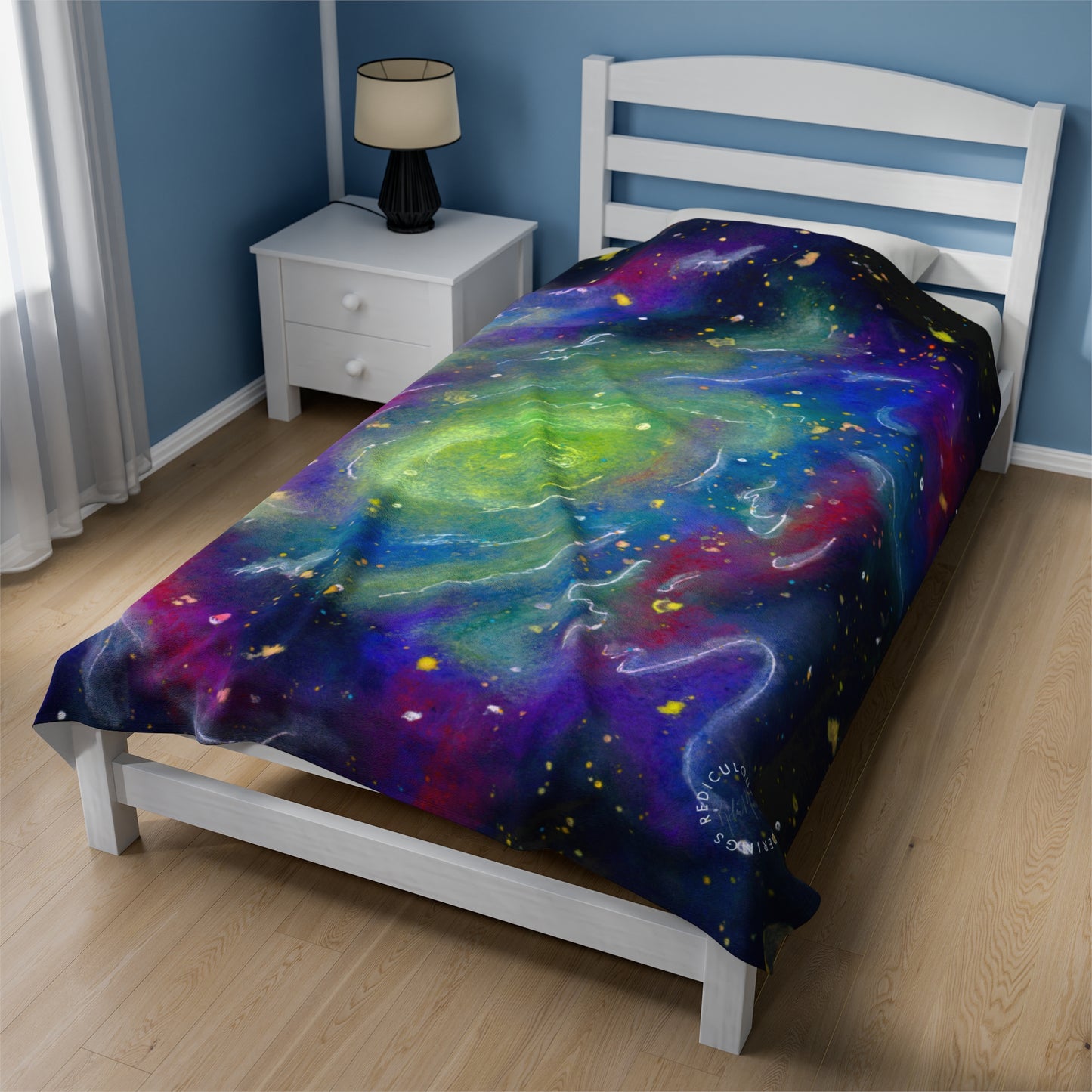 Rainbow Vortex Galaxy Velveteen Plush Blanket