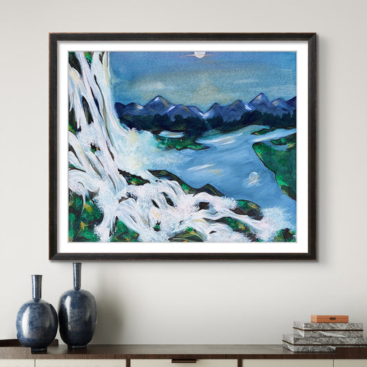 Falls Creek Waterfall and Mountains 8x10 Museum Grade Fine Art Print