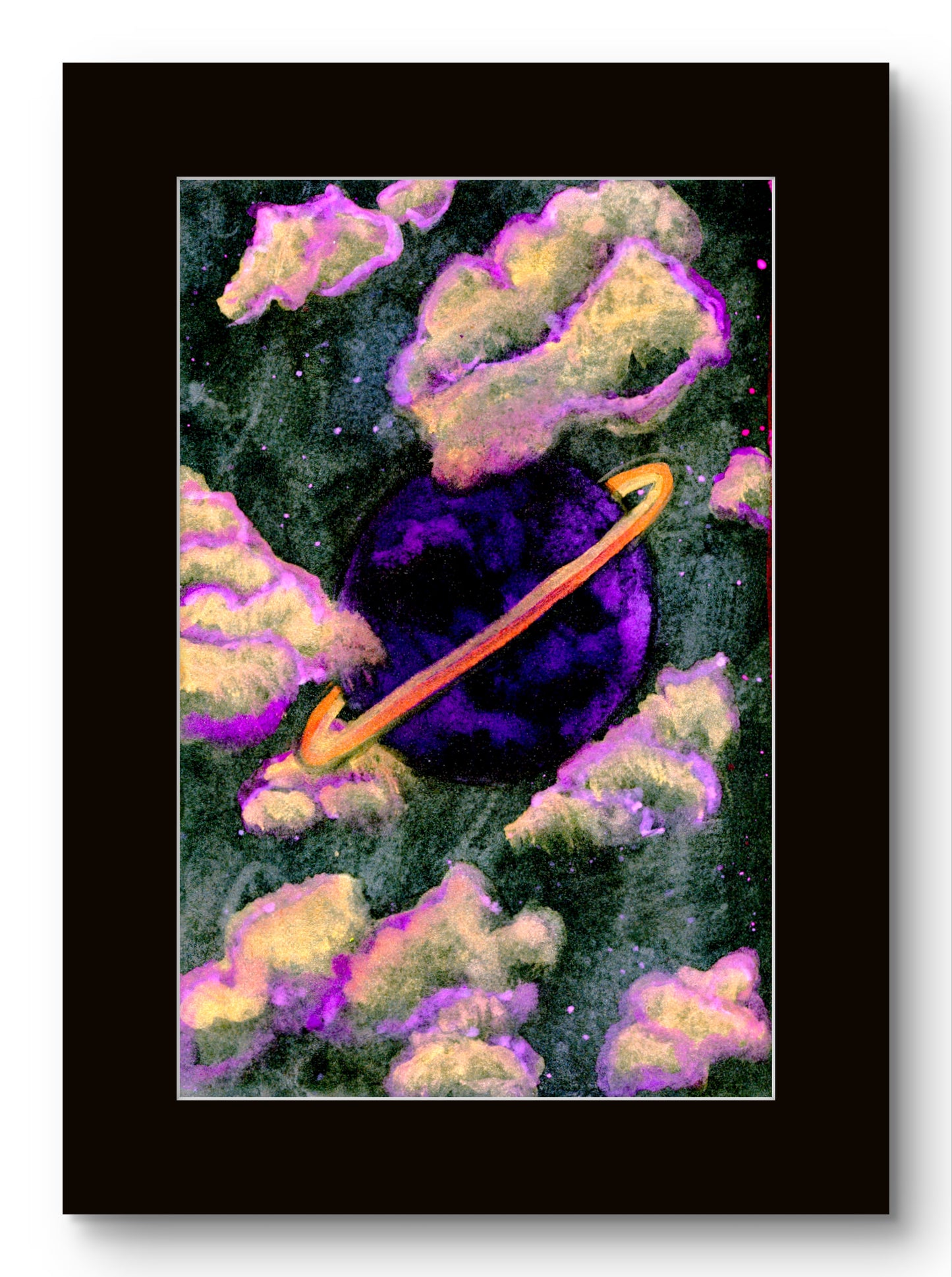 Large Purple Planet and Gold Clouds in Space - Galaxy 8x10 Museum Grade Fine Art Print