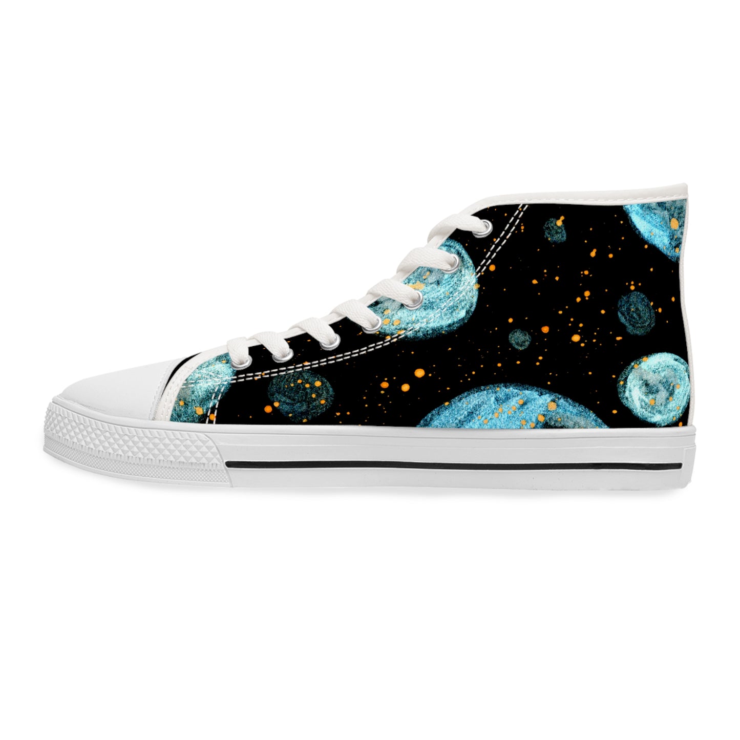 Little Blue Planets Galaxy Unisex Classic High Top Sneakers Closed Toe Casual Walking Fashion Shoes