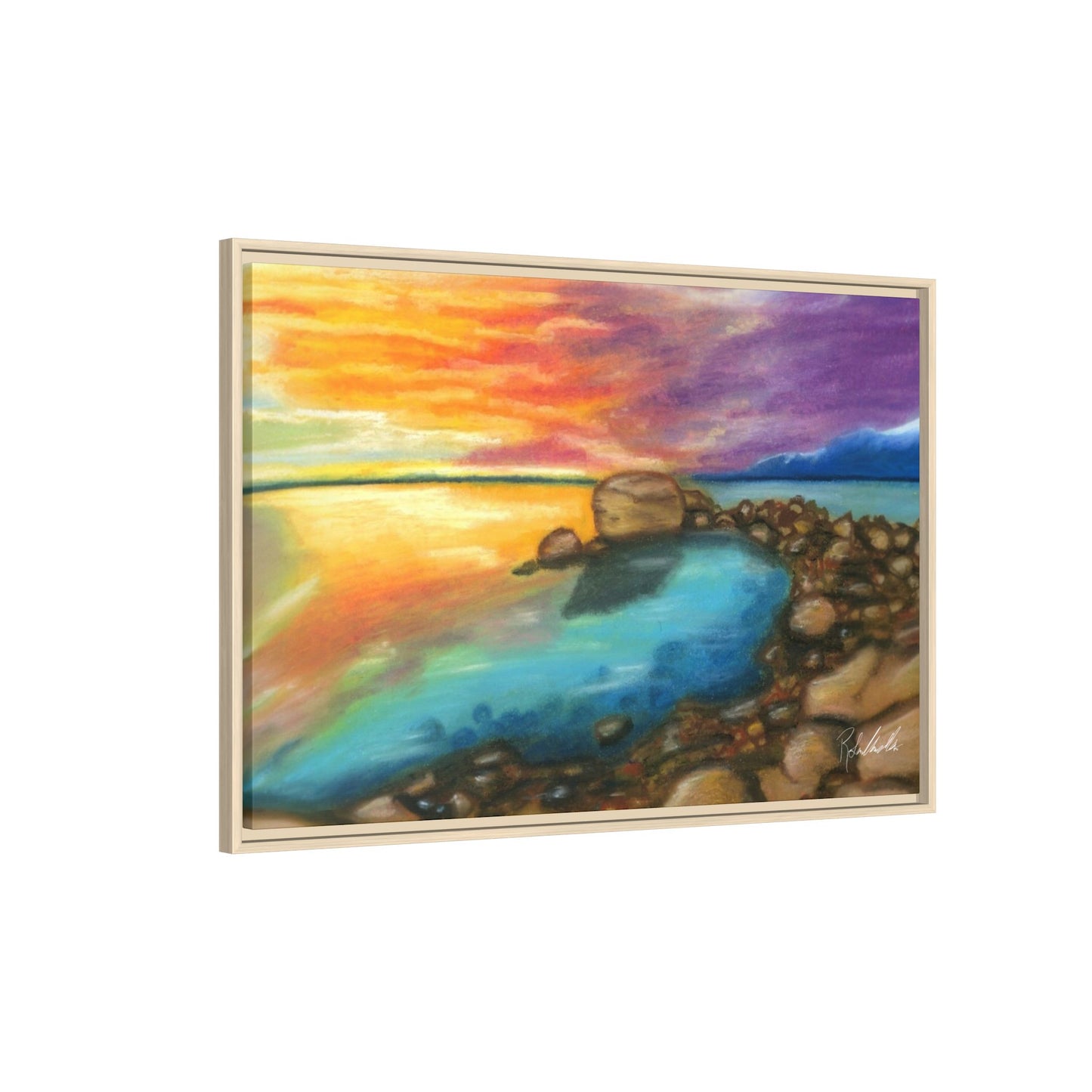 Sunset Ocean Beach Framed Wall Art