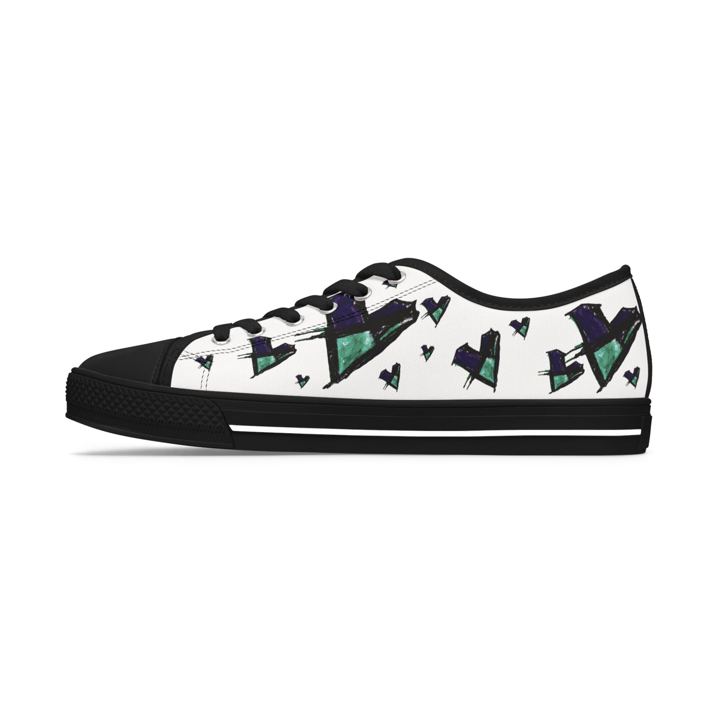 Heart Pattern Low Top Sneakers — Women's Casual Canvas Shoes
