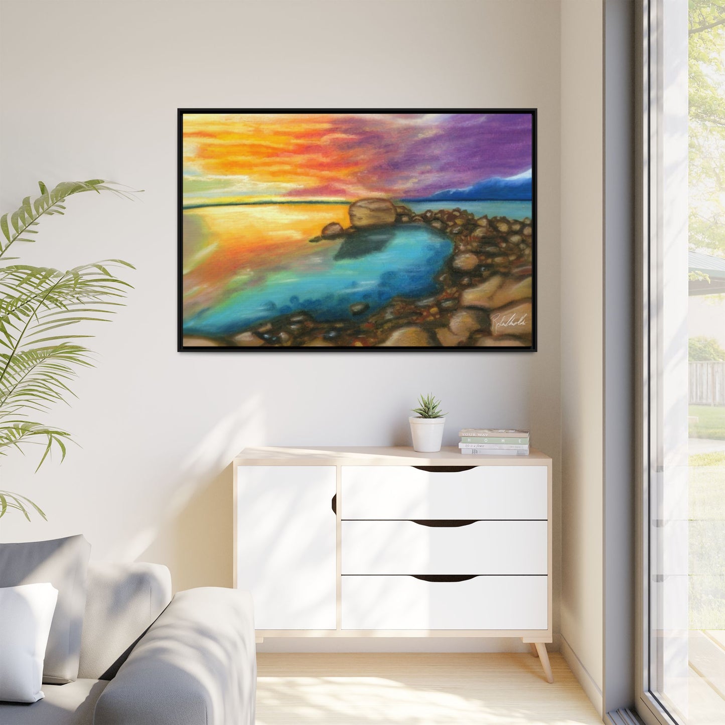 Sunset Ocean Beach Framed Wall Art