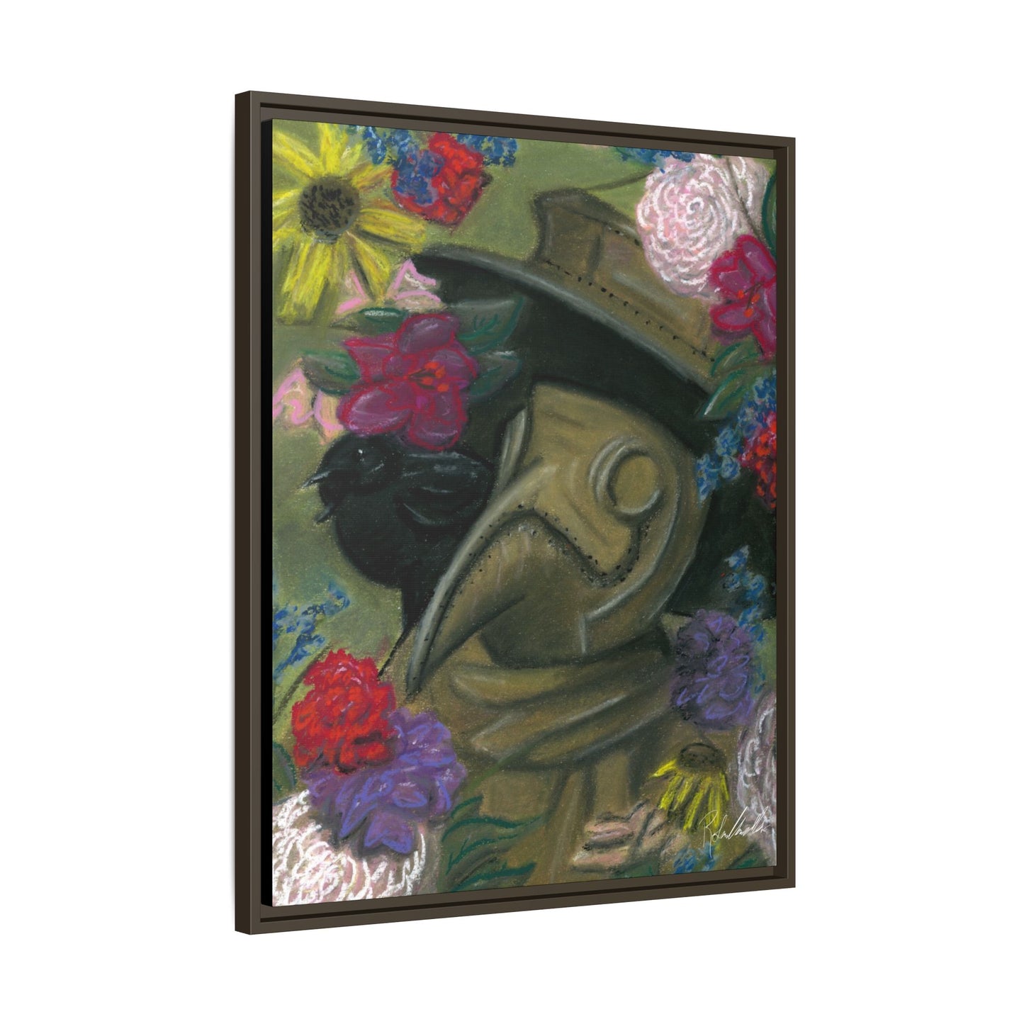 Plague Doctor and Raven Framed Wall Art
