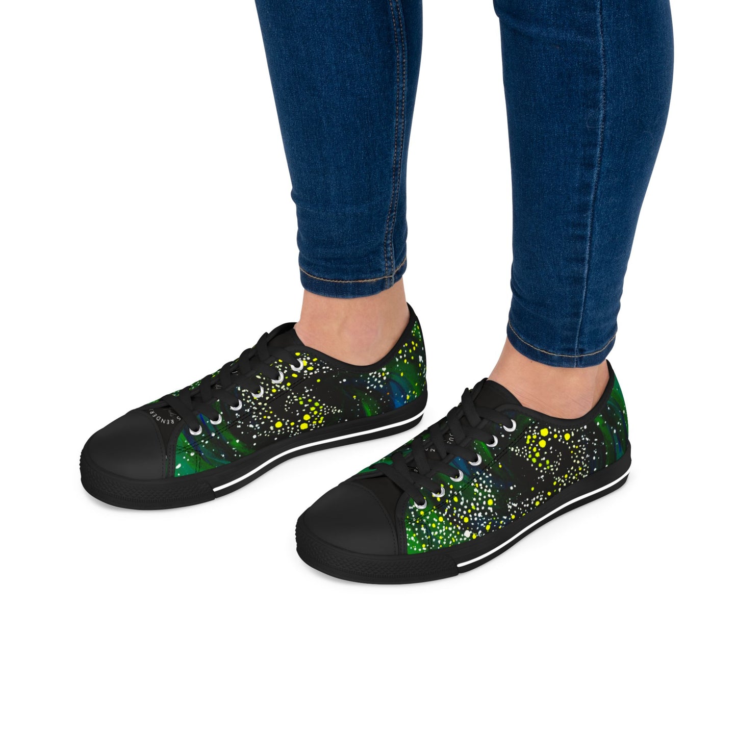 Women's Low Top Sneakers — Green Galaxy Print