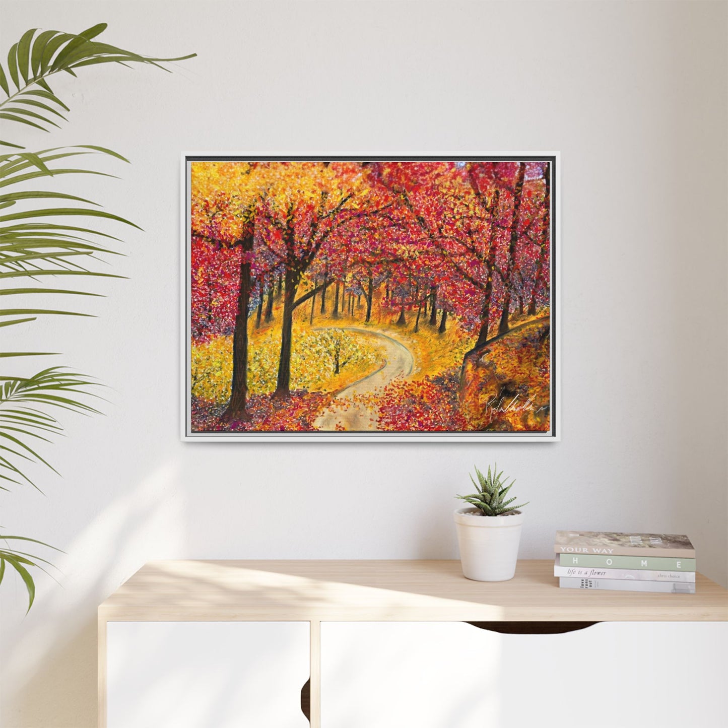 Vibrant Fall Forest Framed Wall Art