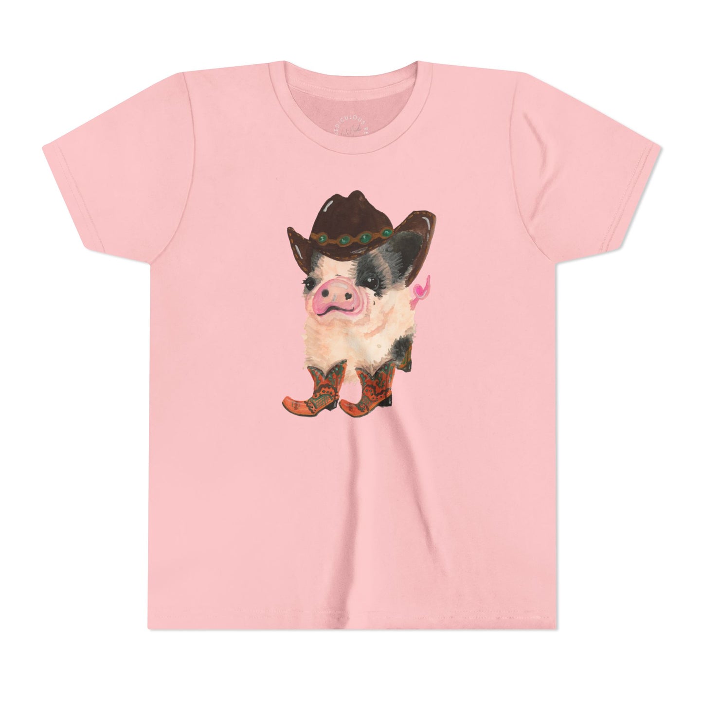 Cowboy Pig Kids Tee — Cute Western Pig in Cowboy Hat & Boots Youth T-Shirt