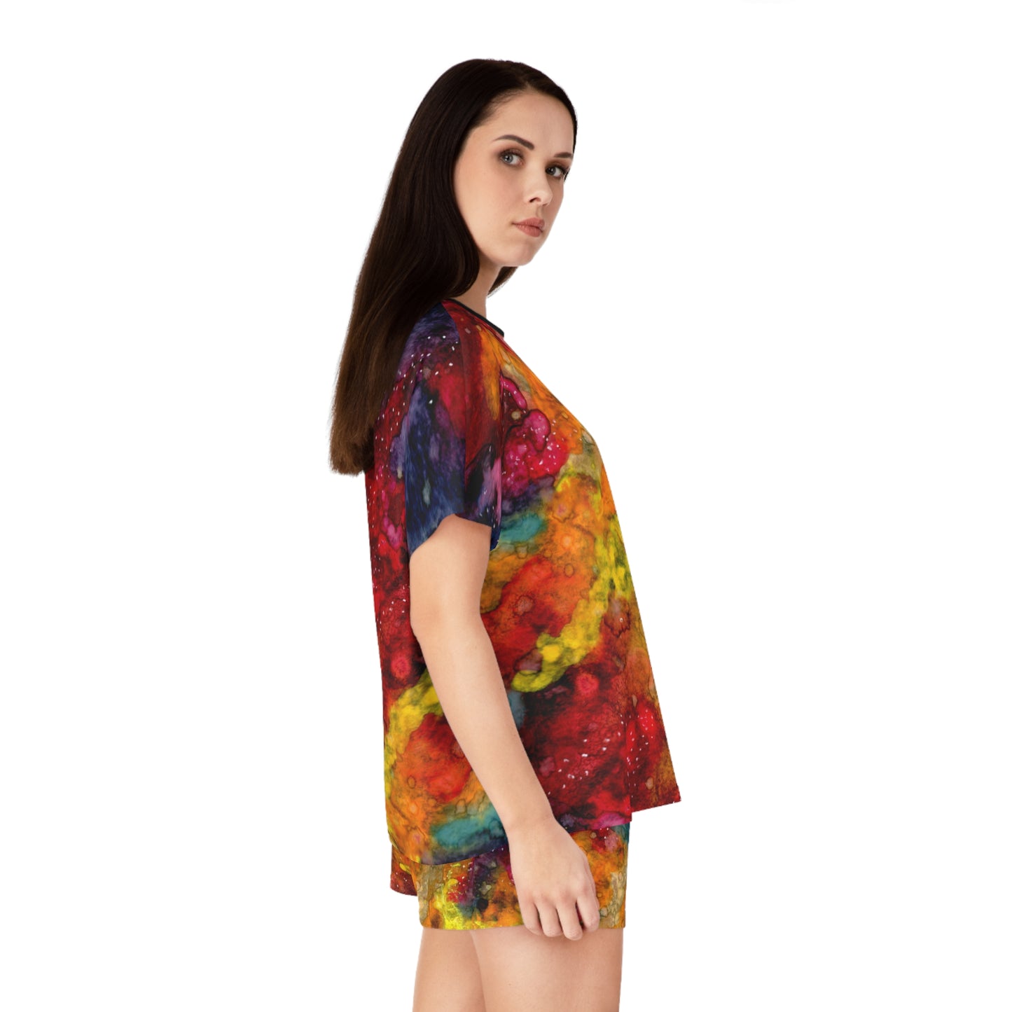 Women's Colorful Marble Pajama Set — Vibrant Abstract AOP Sleepwear