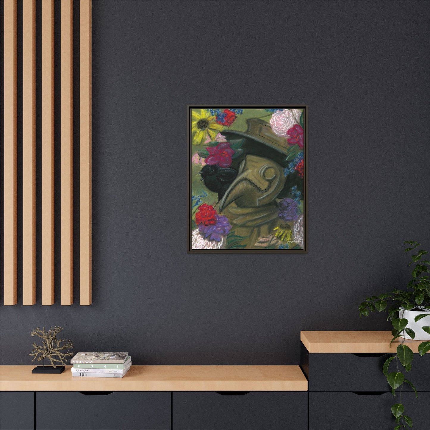 Plague Doctor and Raven Framed Wall Art