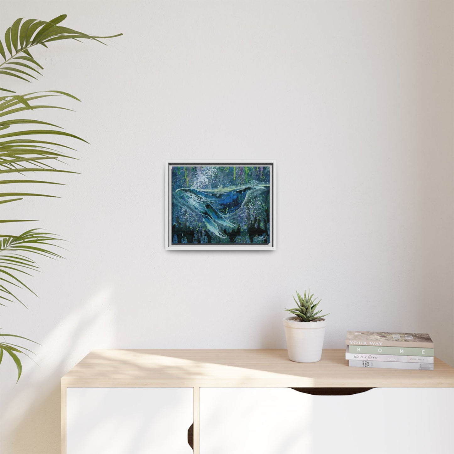 Watercolor Whale Framed Wall Art