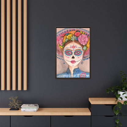 Day of the Dead Skull Woman Framed Wall Art