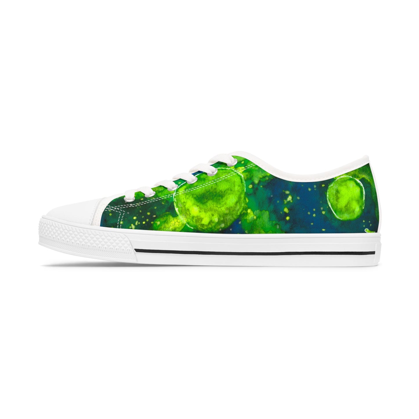 Low Top Sneakers — Green Galaxy Moon Pattern