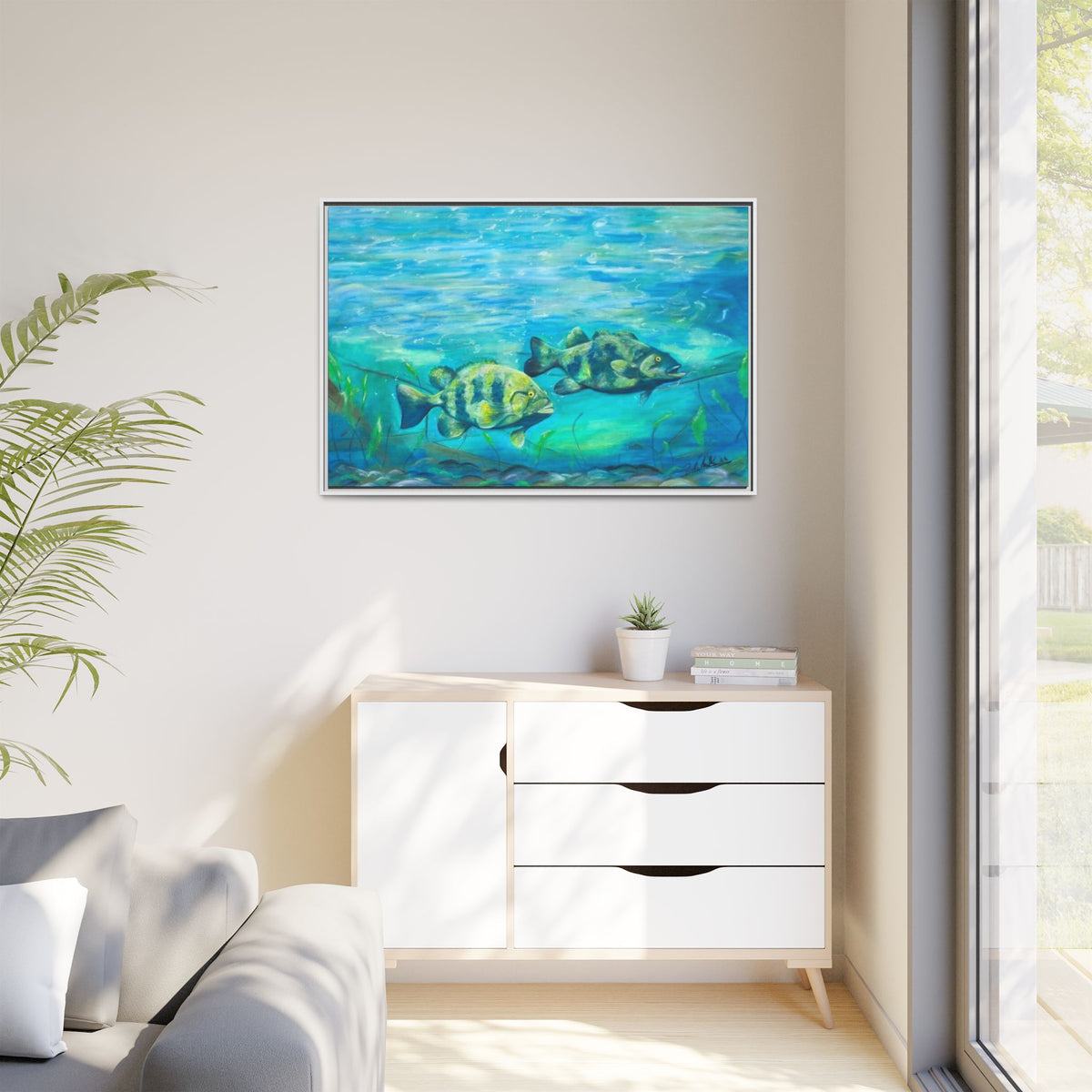 Framed Matte Canvas - Underwater Fish Scene