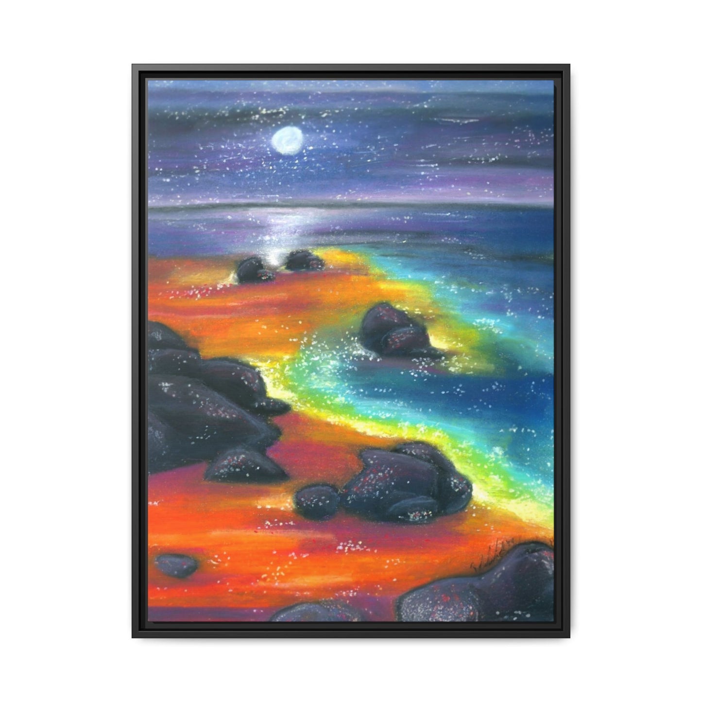 Beach at Night Frame Wall Art