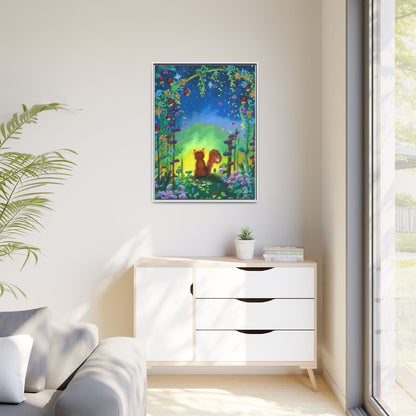 Fox Under Flowers Framed Wall Art
