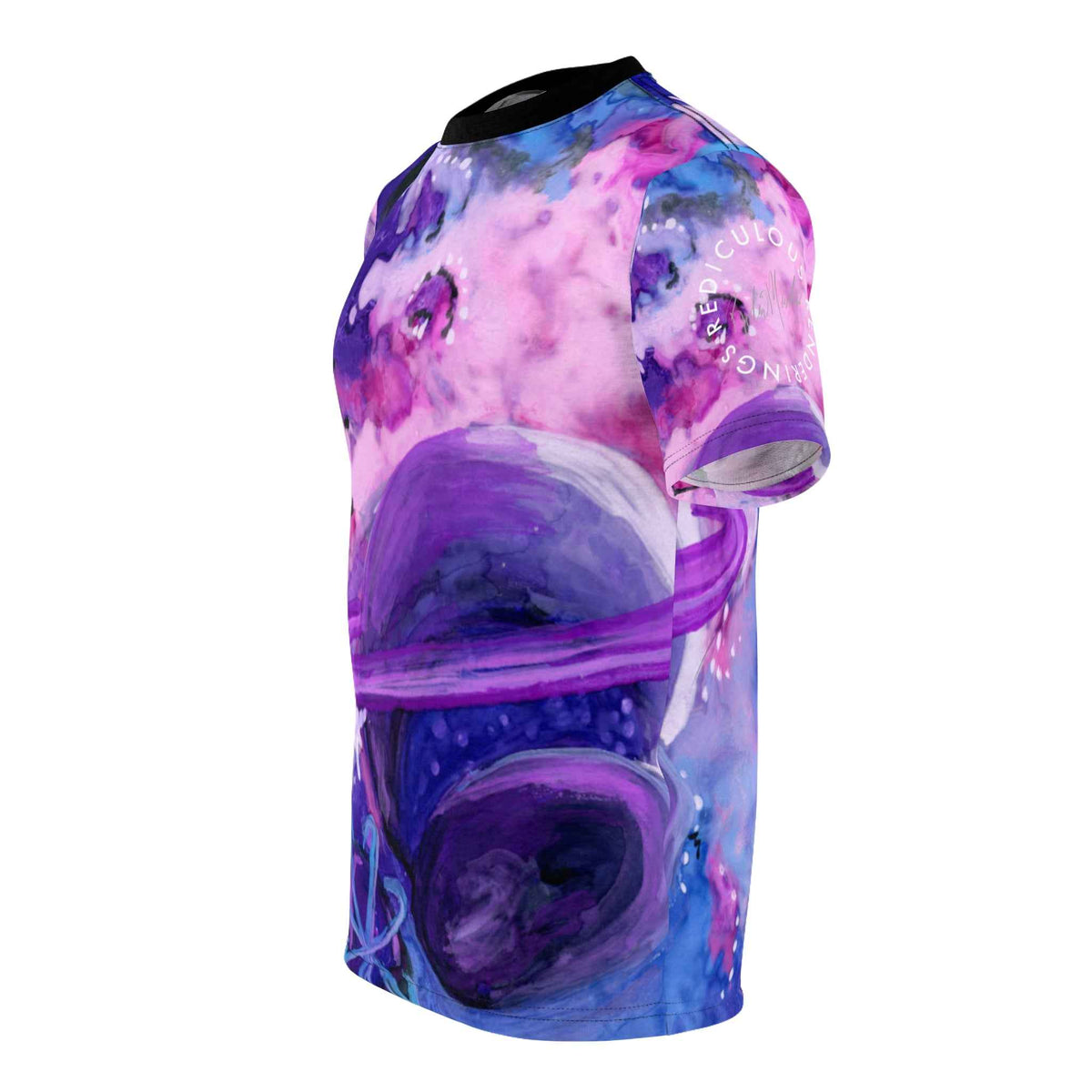 Galaxy Watercolor Tee — Purple Space Planet All-Over Print
