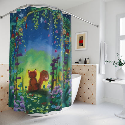 Fox Night Sky Shower Curtain