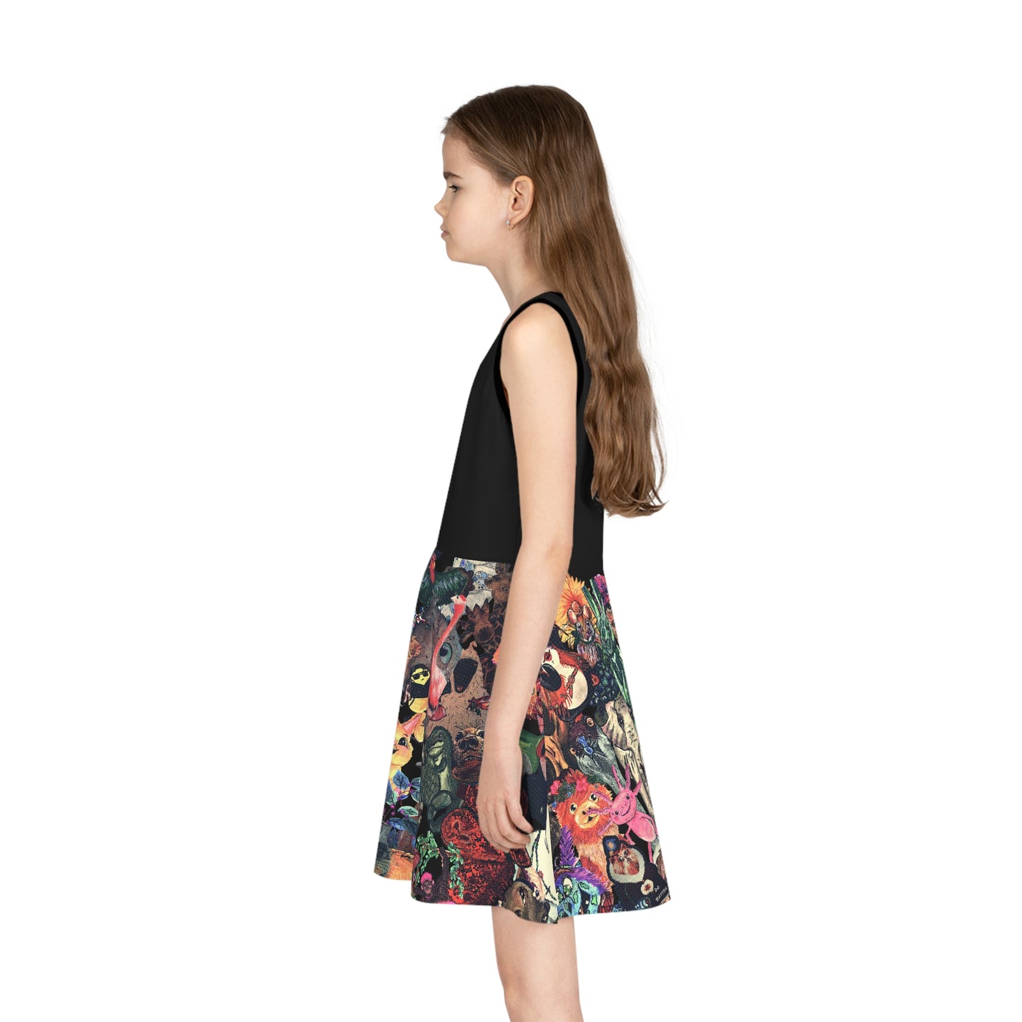 Faded Animal Mashup Kids Skater Dress (AOP)