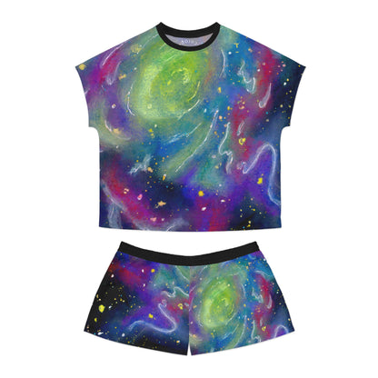 Galaxy Watercolor Women's Short Pajama Set – Colorful Nebula AOP Sleepwear