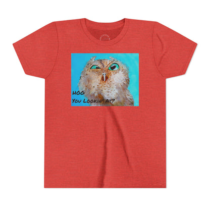 Youth Owl Tee "Hoo You Looking At?" - Cute Kids Graphic T-Shirt