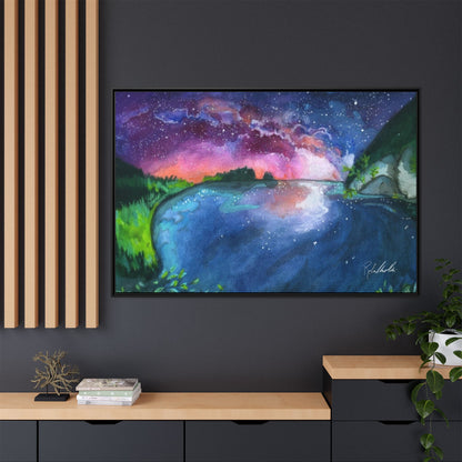 Watercolor Sunset Lake Framed Wall Art