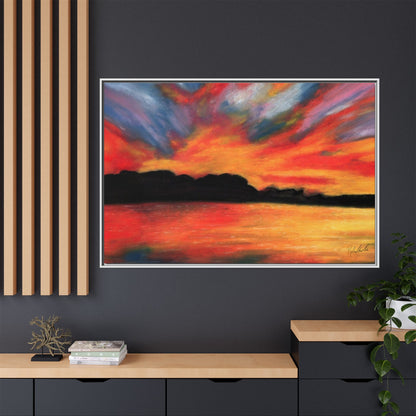 Sunset Over The Lake Framed Wall Art