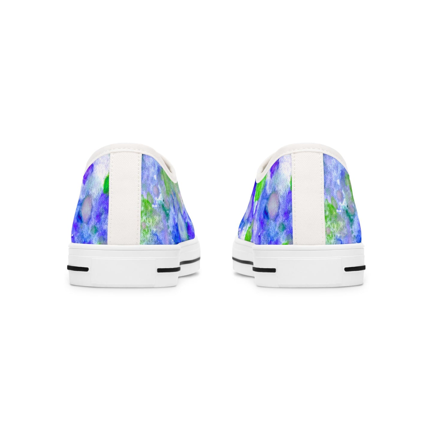 Floral Blur Women's Low Top Sneakers – Blue & Green Watercolor Print