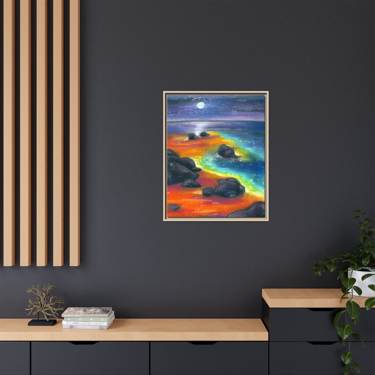 Beach at Night Frame Wall Art