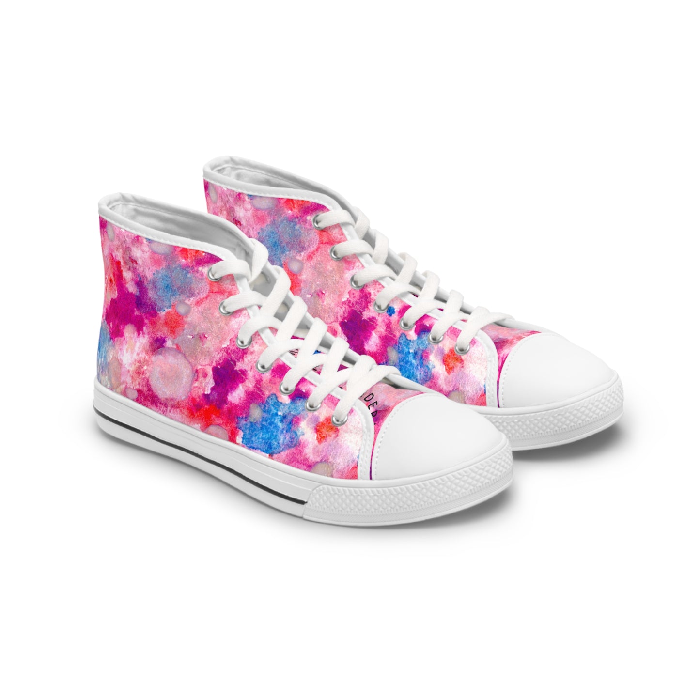 Women’s High Top Sneakers — Pink Blue Watercolor Tie-Dye Pattern