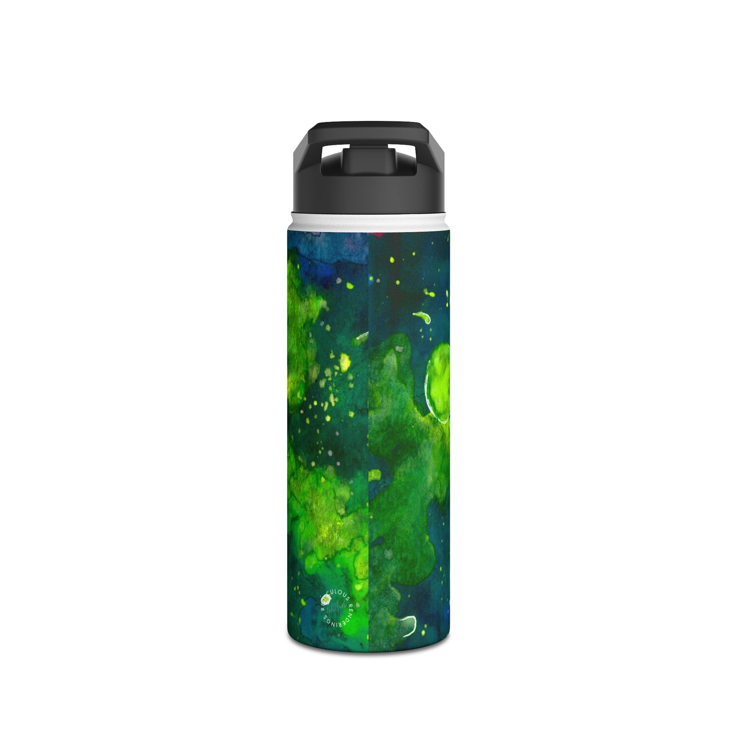 Green Galaxy Stainless Steel Water Bottle, Standard Lid