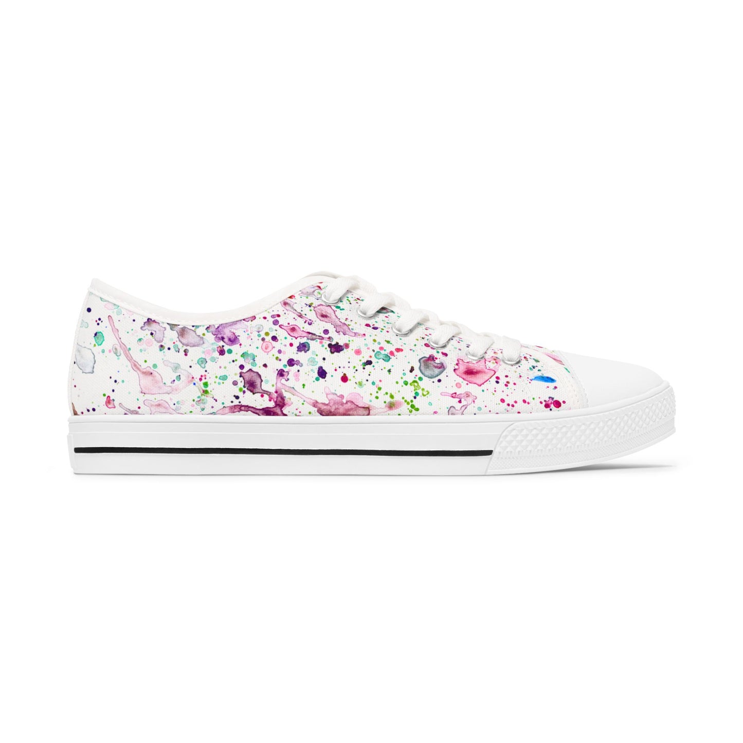 Low Top Sneakers — Pastel Watercolor Floral Print Women's Canvas Shoes