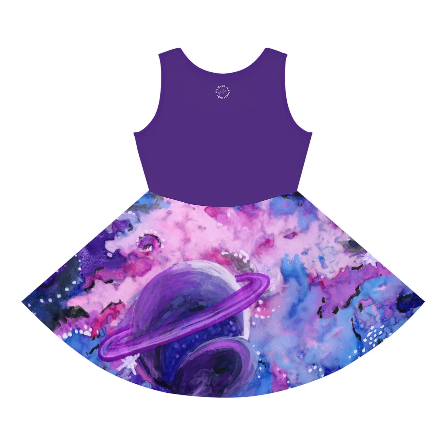 Purple Top Purple Galaxy Girls' Sleeveless Sundress (AOP)