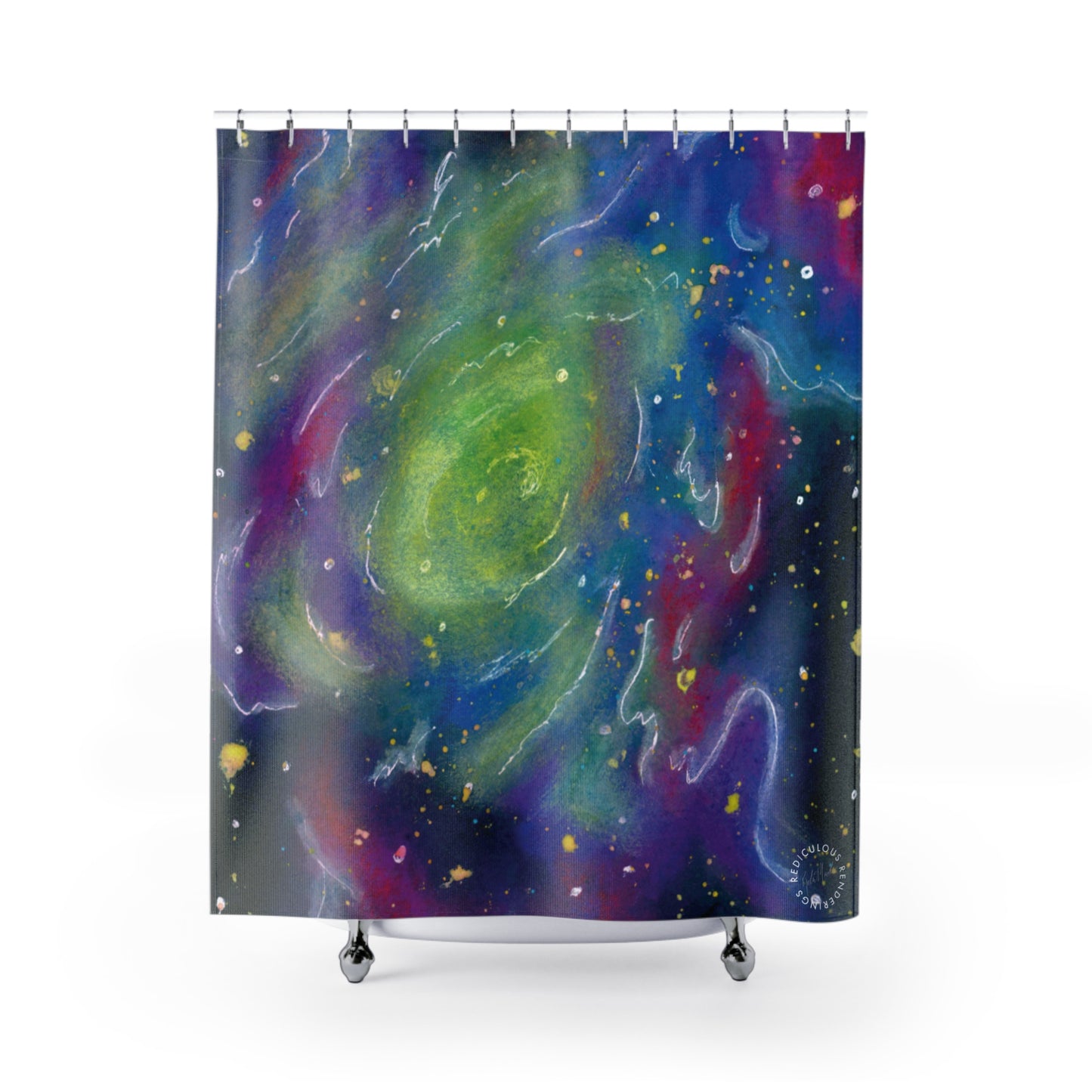 Rainbow Vortex Galaxy Shower Curtains for Home Bathroom with Durable One-Sided Print and Waterproof Polyester Material