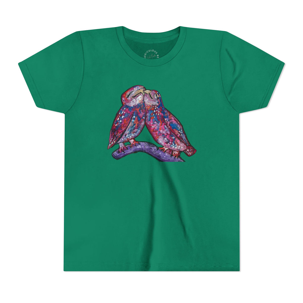 Youth Tee – Watercolor Lovebirds Graphic