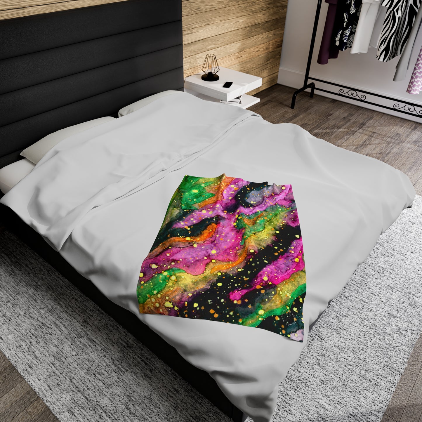 Neon Galaxy Velveteen Plush Blanket