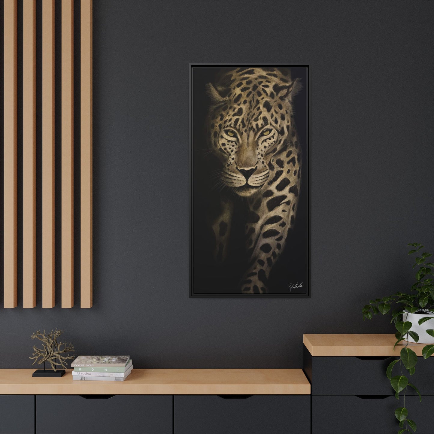 Leopard at Night Framed Wall Art
