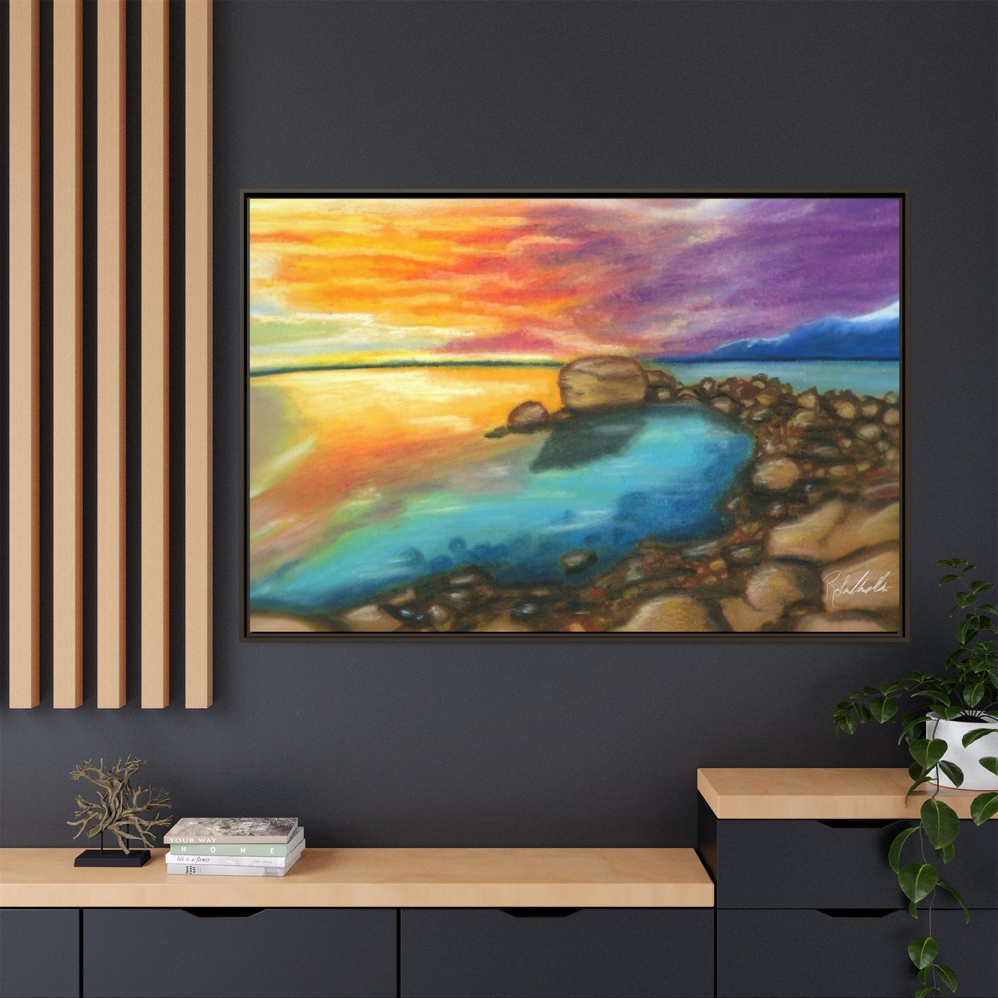 Sunset Ocean Beach Framed Wall Art
