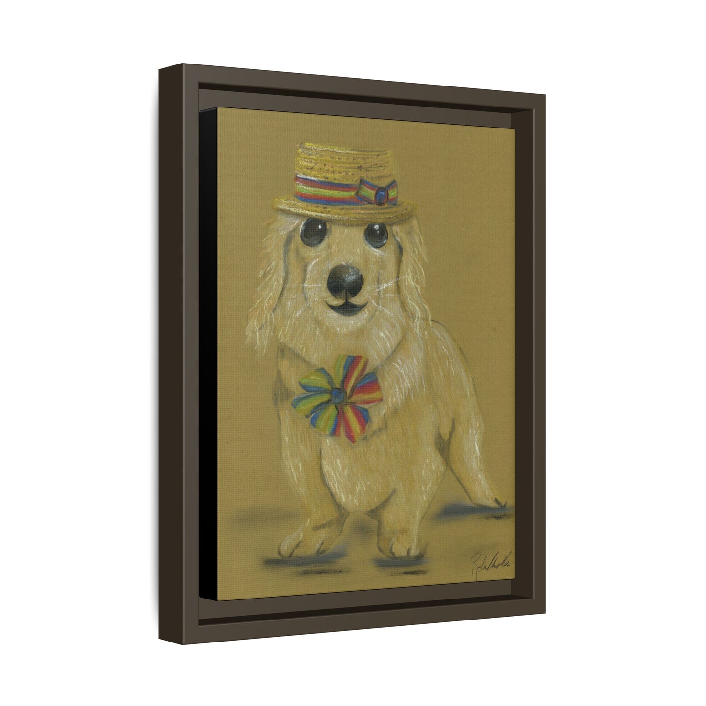 Weiner Dog in Hat Framed Wall Art