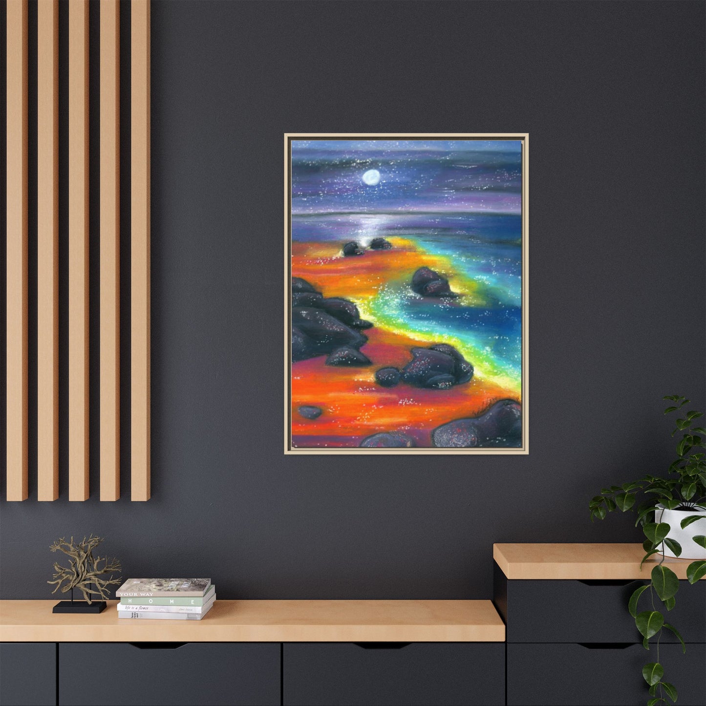 Beach at Night Frame Wall Art