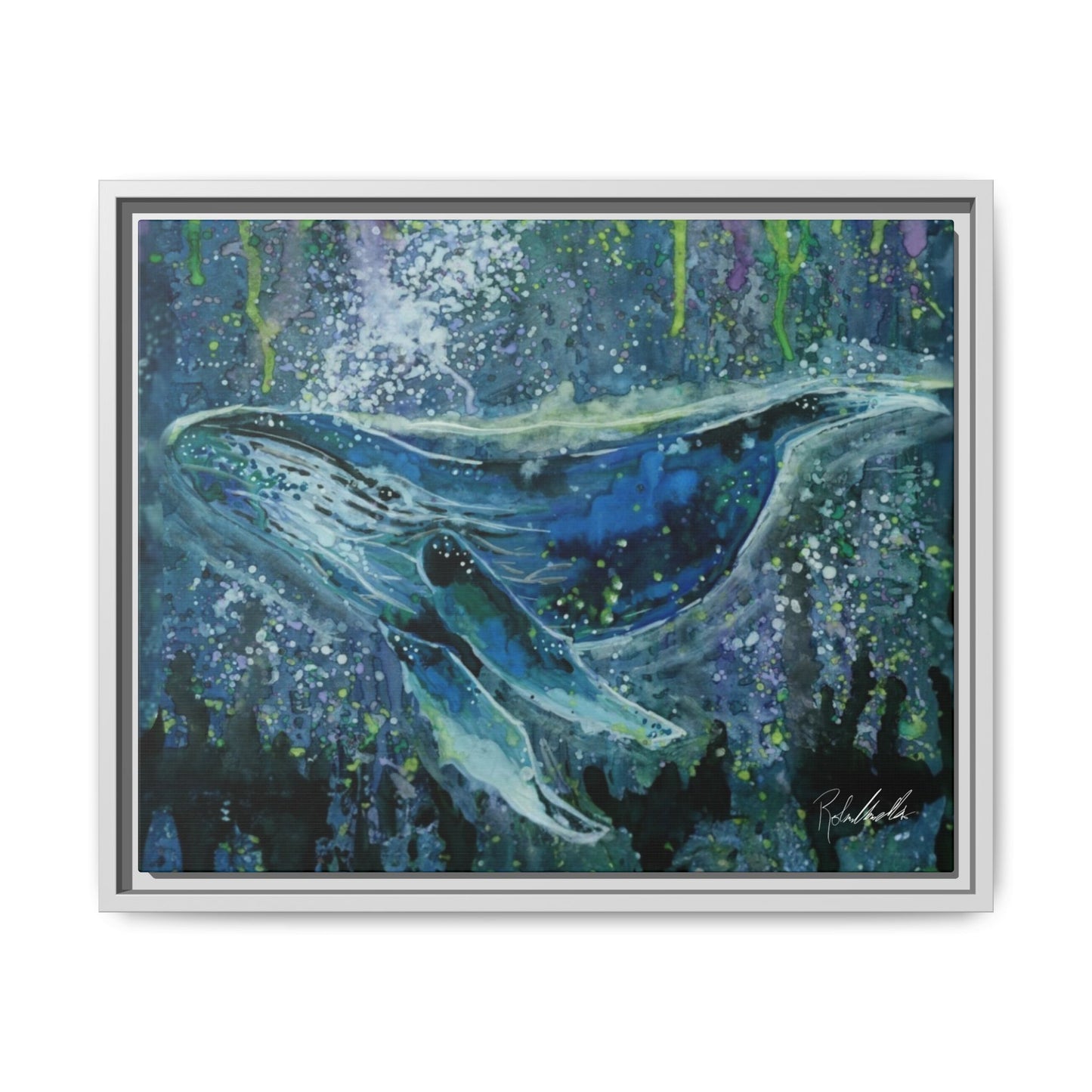 Watercolor Whale Framed Wall Art