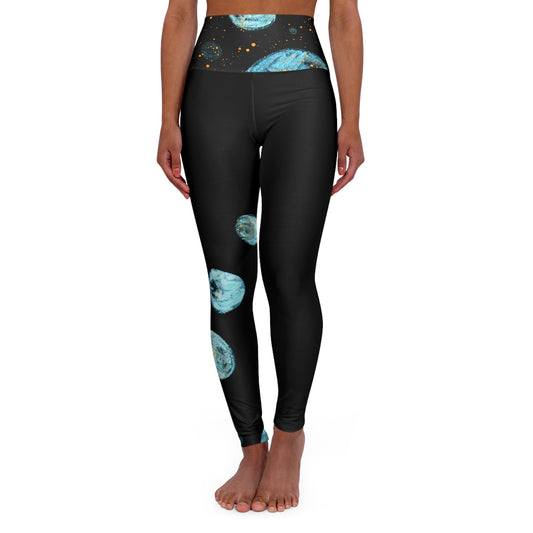 Little Blue Planets Galaxy High Waisted Yoga Leggings (AOP)