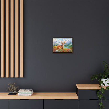Framed Canvas Wall Art — Majestic Deer in Mountain Meadow
