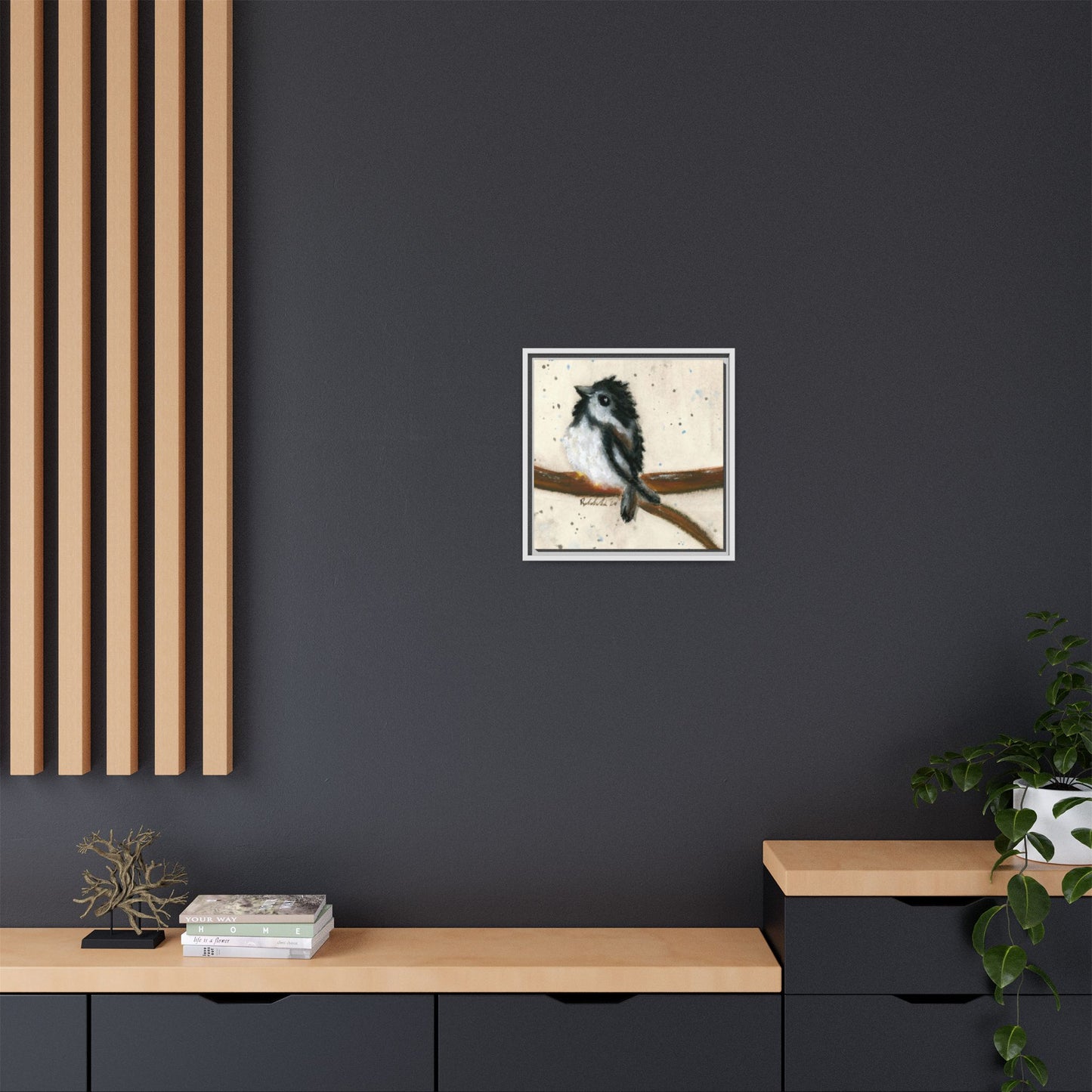 Black Finch Bird Framed Wall Art