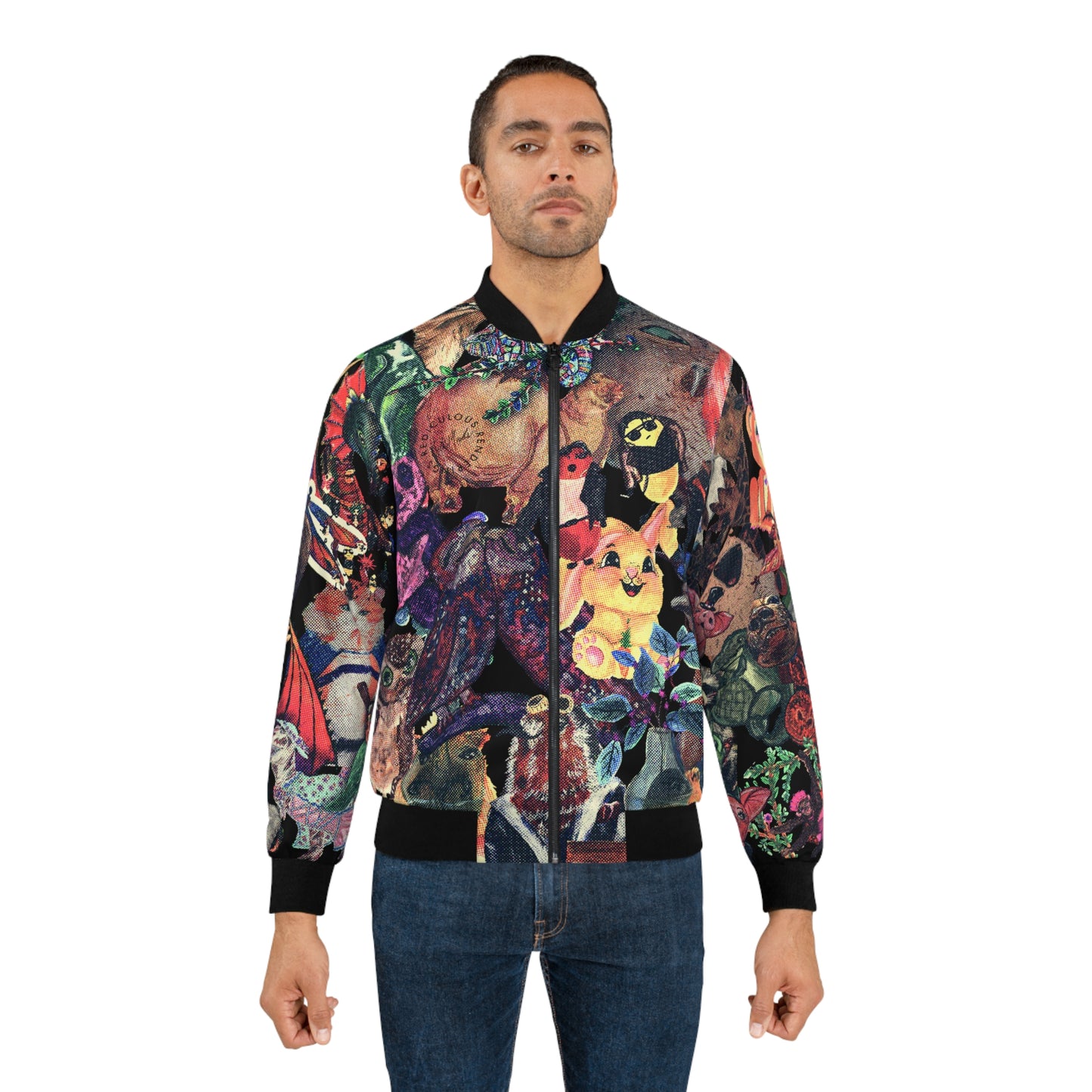 Faded Animal Mashup Bomber Jacket (AOP)